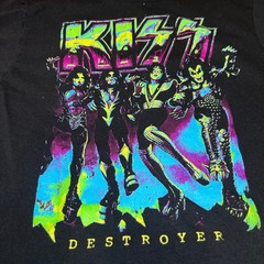 KISS Destroyer Band T-Shirt Mens Medium Black Neon Graphic Mad Engine 2023 Rock