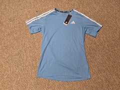 Adidas M Men’s Blue T-Shirt Three Stripes Logo Short Sleeve Sports Classic