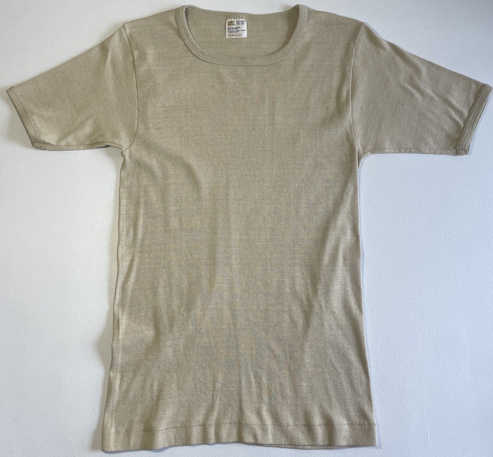 Vintage 70s T Shirt Body Wear Sears Men’s Shop Medium Unique Tan Square Neck