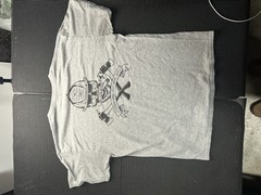 Leather Lung Mustache Wax Graphic T Shirt Mens L/XL Gray Skull Biker Tee