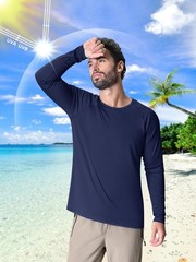 Men’s UPF50+ Summer UV SPF Shirts Long Sleeve Quick Dry Casual Fishing T-Shirts