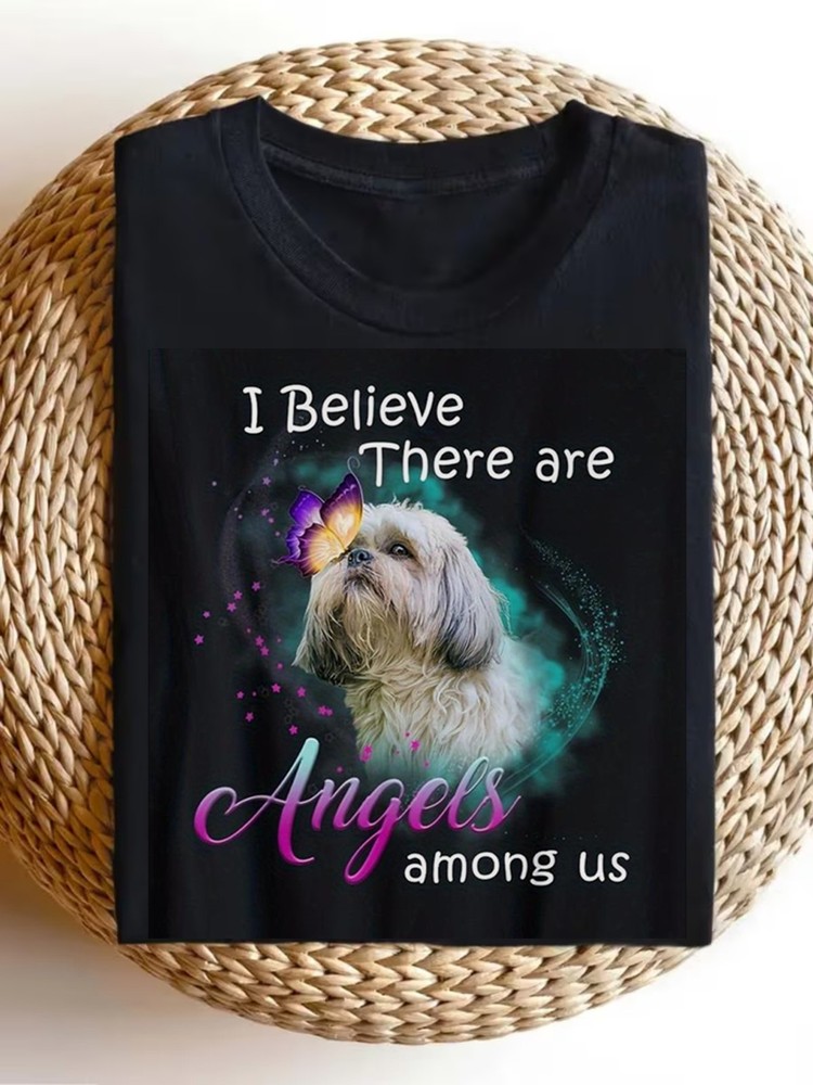 Shih Tzu Dog Lover T-Shirt – Soft Breathable Purple Tee with “I Believe There
