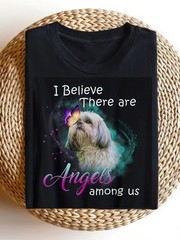 Shih Tzu Dog Lover T-Shirt – Soft Breathable Purple Tee with “I Believe There