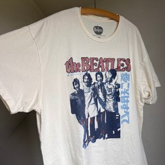 The Beatles Graphic T-Shirt Large/Extra Large Cream Japanese Text Band Merch Tee