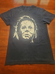 Michael Myers Retro Mask Shirt Distressed Halloween Scary Movie GLOW IN DARK