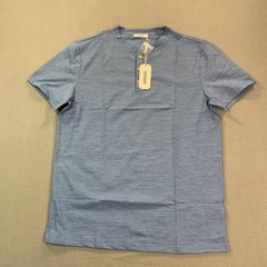 Coofandy Shirt Mens M Blue Short Sleeve Henley Lightweight Stretch Tee Polyester