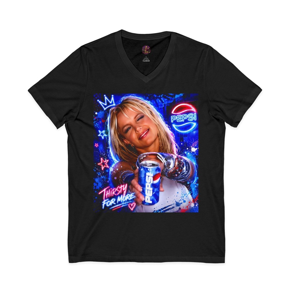 Retro Neon Pop Art V-Neck Graphic Tee Pop Icon Streetwear Commercial Shirt 3005