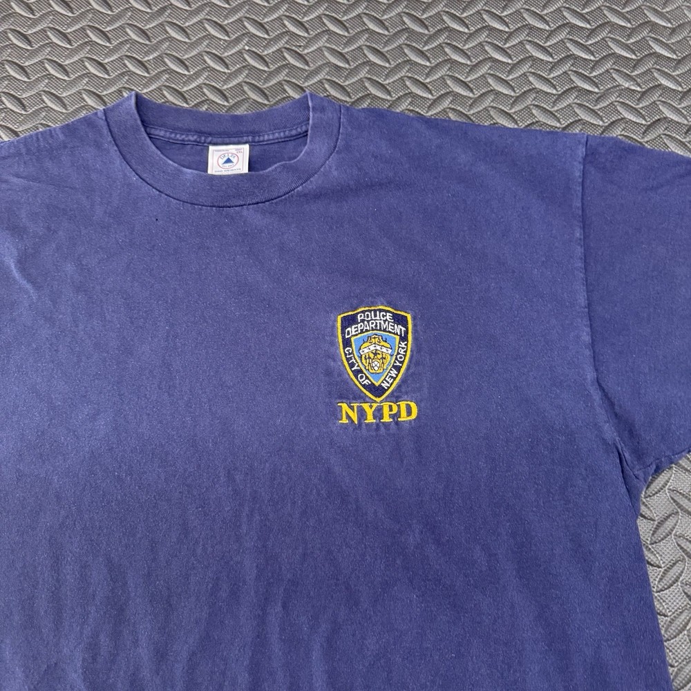 Delta NYPD T-Shirt Mens 2XL Navy Blue Embroidered Police Shield SS VTG