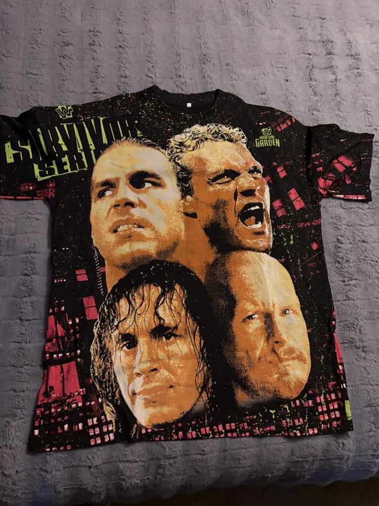 WWF Survivor Series AOP Large Shirt Shawn Michaels Bret Hart Stone Cold IYKYK