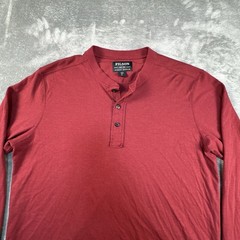 CC Filson Shirt Mens XL Red Double Layer Henley Outdoors Thermal Long Sleeve