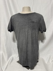 Carbon Tshirt Distressed Gray Longer Length Chest Pocket Men’s Medium