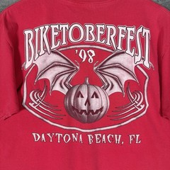 Vintage 90s 1998 Biketoberfest Daytona Biker Red Wolf Motorcycle T Shirt L