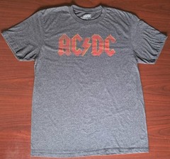AC/DC Shirt Mens Large Gray Flame Logo Graphic Band Tee Size Large