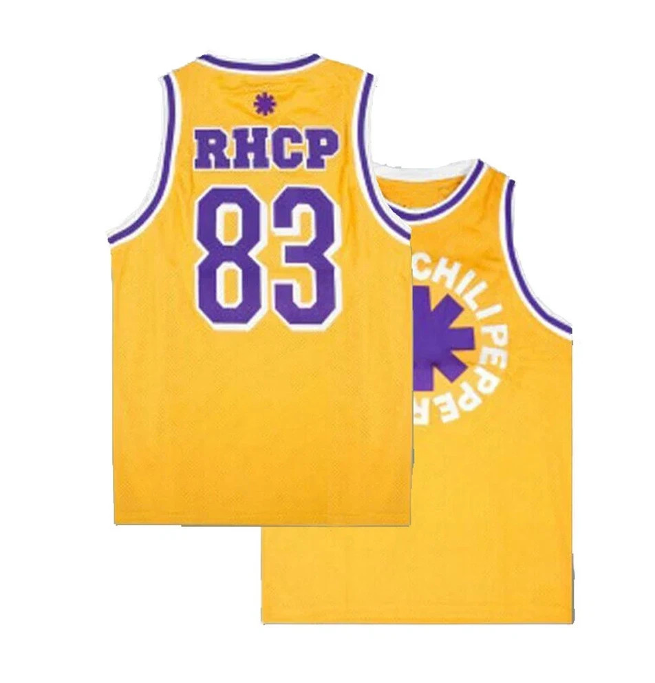 Red Hot Chili Peppers Basketball Jersey 83 Yellow All sizes FSA0363