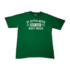 Sea Man ST. KITTS & NEVIS WEST INDIES Green T-shirt Size XL Combed Cotton