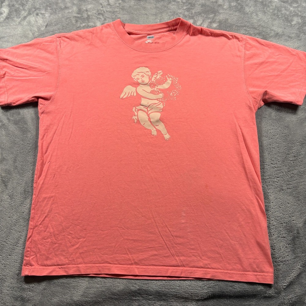 Nike SB T-Shirt Mens Medium Coral Pink Loose Fit Flying Angel Cherub Graphic