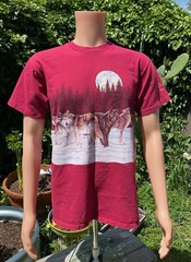 Vintage Cal Cru Albuquerque New Mexico Wrap Around Wolf Pack T Shirt Red Size M