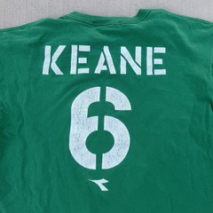 Rare Vintage Diadora Roy Keane Ireland Soccer T-Shirt Green Size Medium 90s Y2K