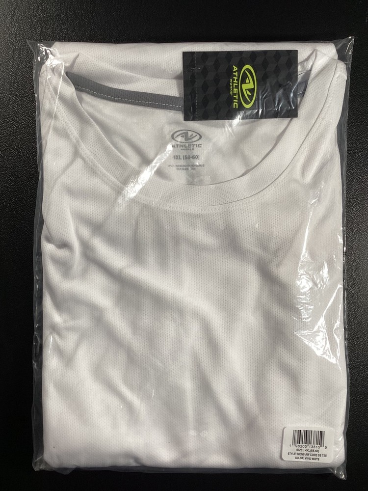 ATHLETIC WORKS VIVID WHITE SHORT SLEEVE T-SHIRT NEW SIZE 4XL (58-60) LAST ONE!