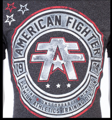 AMERICAN FIGHTER Heather Black CUMBERLAND Athletic Graphic T-shirt NWT
