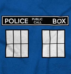 Police Box Time Travel Machine Who TV Show Womens or Mens Crewneck T Shirt Tee