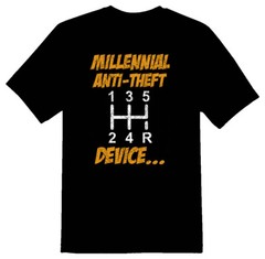 Millennial anti theft device black or white tee funny humor