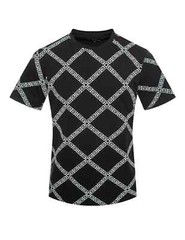 Men Italian style Short Sleeves CREW NECK Black T-SHIRT White Greek Key pattern