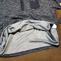 NWT STATUS QUO LONG SLEEVE HENLEY CREW NECK GRAY AND BLUE XXL