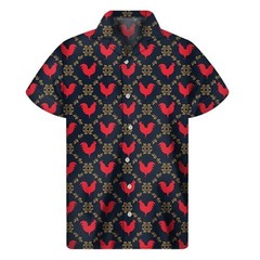 Mens Button Down Shirts Chicken Cockerel Printed Hawaiian Top Summer Gift Shirt