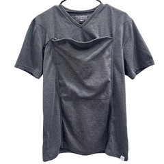 Lalabu Dad Shirt Short Sleeve Baby Wearing Tee Gray Postpartum Maternity Large