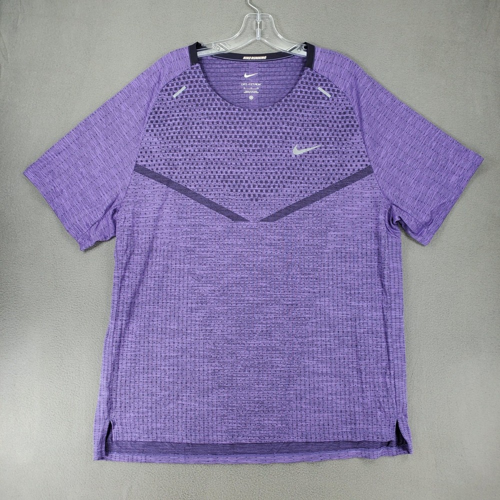 Nike Running Shirt Men XL Purple Dri-FIT ADV TechKnit Ultra Short Sleeve Tee