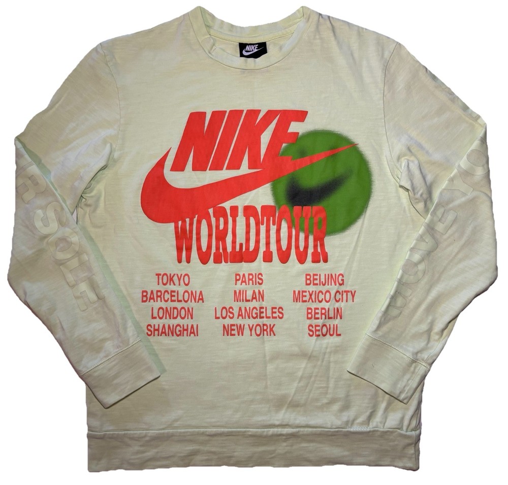Nike Sportswear LS T Shirt World Tour Glow In The Dark Lime DA0629-383 Men’s M