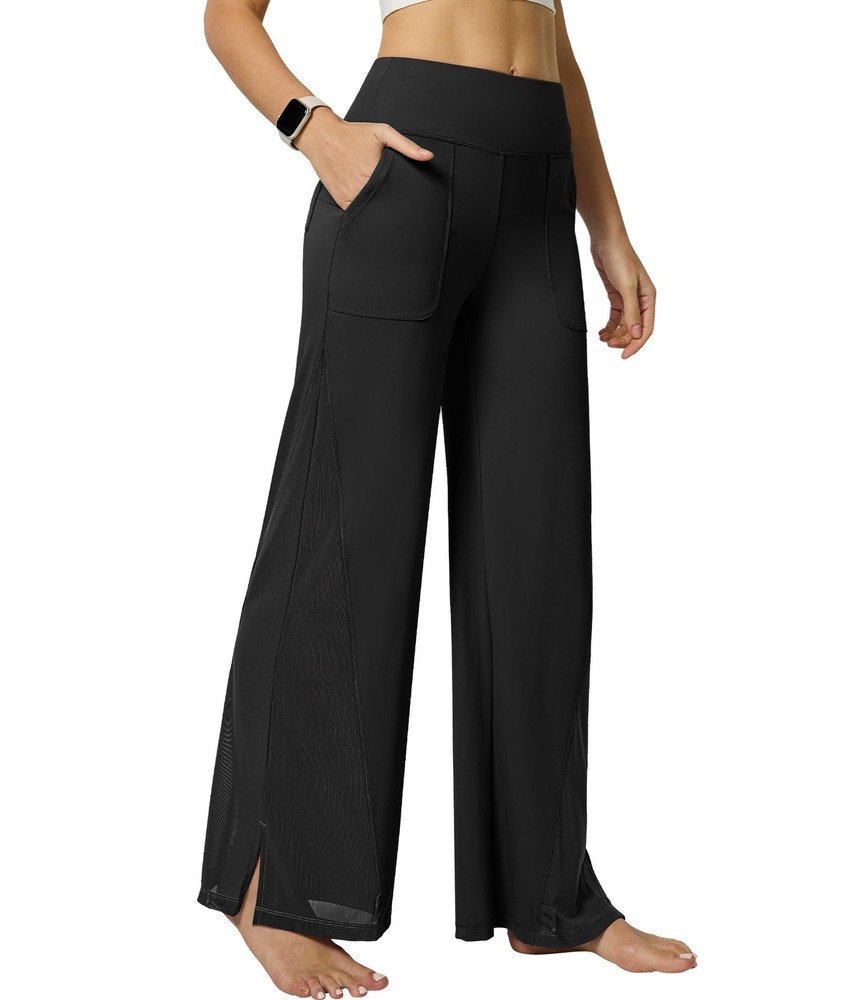 Women’s Wide Leg Yoga Pants with Pockets High Waist Loose Casual Trousers