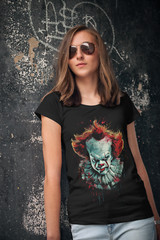 Pennywise IT T-Shirt Unisex Funny Horror Cotton Scary Adult Clown Halloween Fall