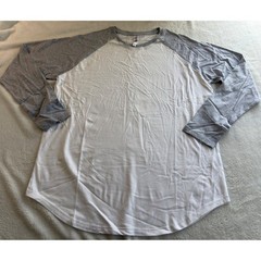 Royal Avalon Sport Mens XL Baseball White Gray Raglan Long Sleeve Cotton Shirt