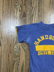 Vintage 60s 70s Sandburg High School Phys. Ed. Blue/ Yellow T Shirt Size Medium