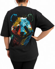 Oversized Panda T-Shirt Cute Kawaii Graphic Tee Unisex Funny Streetwear Black