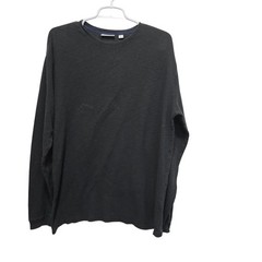 ROWN Charcoal Gray Textured Cotton Crewneck Long Sleeve Shirt Large