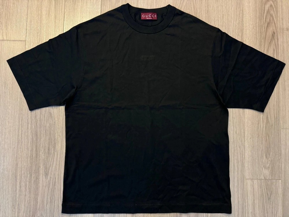 Gucci Cotton Jersey Tee Shirt with Embroidery black sz L