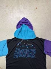 VTG 1990 NBA Charlotte Hornets Double Hood Starter Tee Made In Korea Large