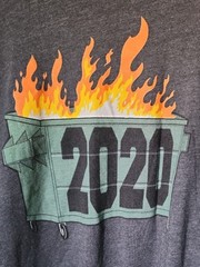 Next Level Apparel Charcoal Tee with Green Dumpster and Orange Flames
