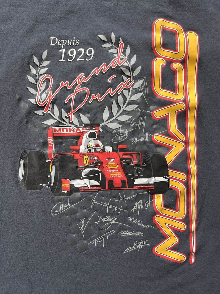 Vtg Legendary Monaco Grand Prix Sols Regent Depuis 1929 T Shirt M Gray F1 Racing