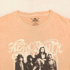 Aerosmith Band Casual Crew Neck Graphic T-Shirt Adult Mens Size Large L Tan