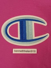 CHAMPION LIFE FLOSS STITCH C LOGO HERITAGE TEE SHIRT PEONY PINK MENS SIZE LARGE