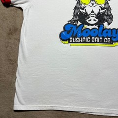 Moolay Bushpig Bait Co Ringer T Shirt Mens XL White Red Pig Graphic Outdoor Tee