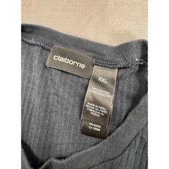 Claiborne Mens XXL Black Ribbed Cotton Short Sleeve Crewneck T-Shirt Relaxed Fit