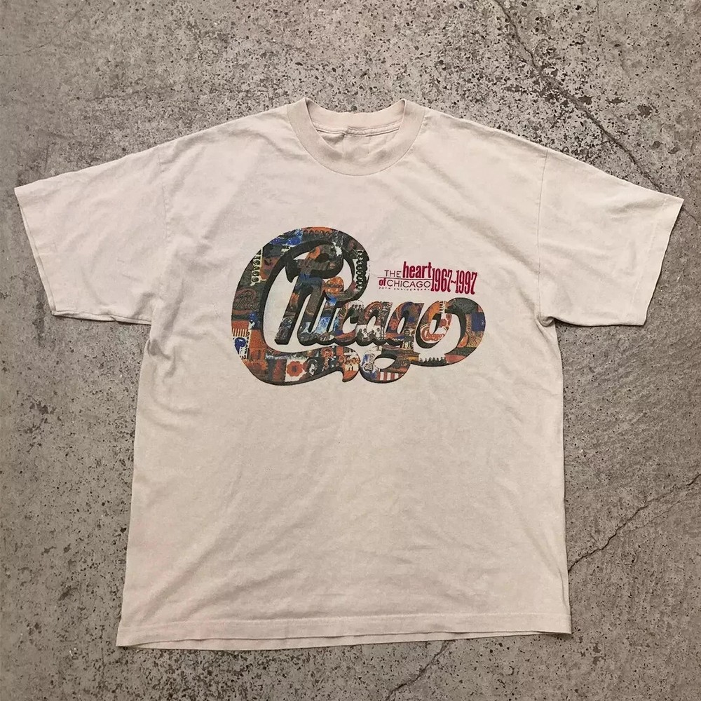 CHICAGO Band Logo The Heart of Chicago White T Shirt Full Size S-5XL