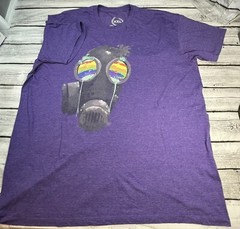 GENTLY WORN Teepublic XXL Purple Rainbow Gas Mask Tshirt
