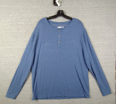 Mugsy Mens Shirt XL Blue Henley Cashmere Blend Soft Casual Capsule Street