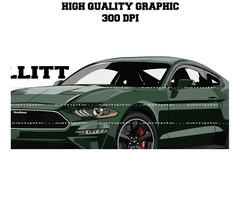 DigiRods Ford Bullitt Edition Mustang GT 2019 Model Cartoon Car White T Shirt